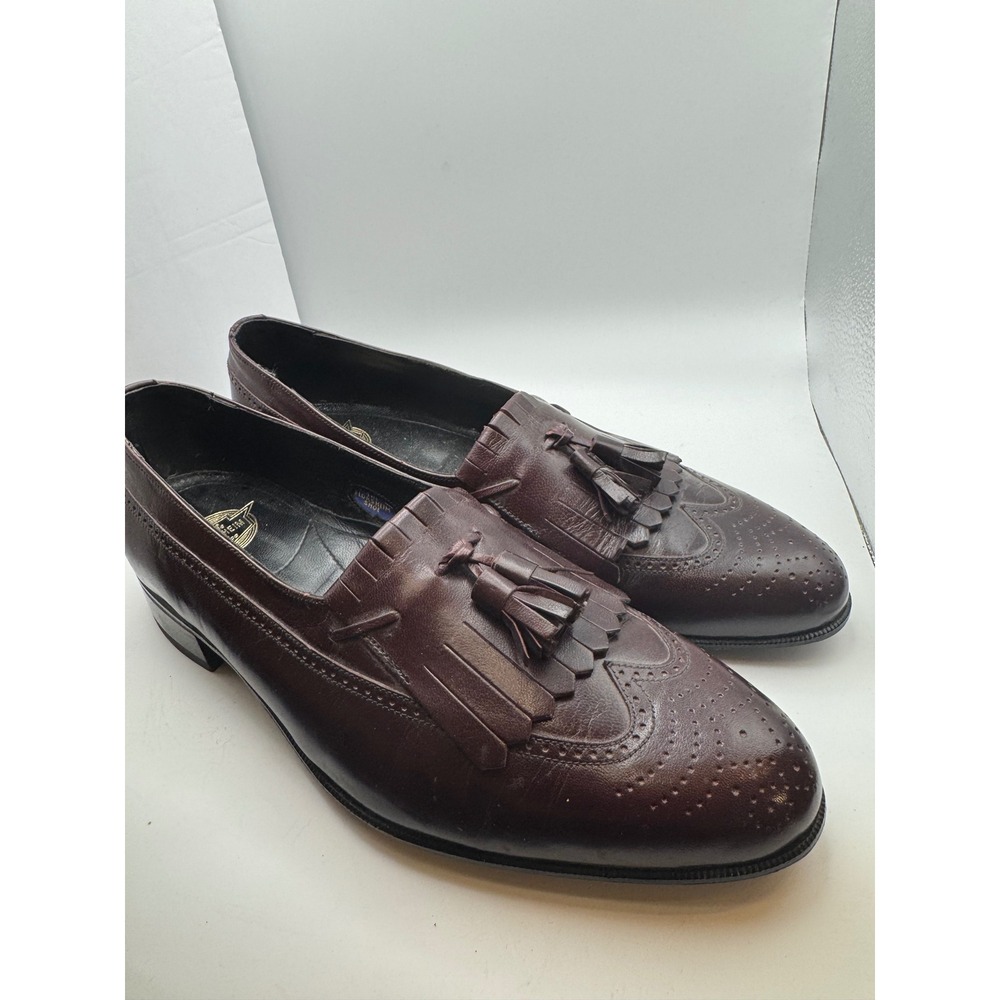 Florsheim Mens Leather Tassel Wingtip Loafers Burgundy Dress Shoes Size 8.5 D